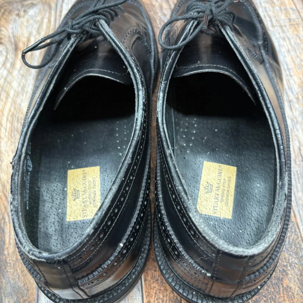 Stuart McGuire Black Leather Wingtip Longwing‎ Blucher Shoes 11.5 EEE USA 61828